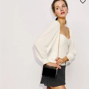 Reformation Ivory Puff-Sleeve Button Front Top